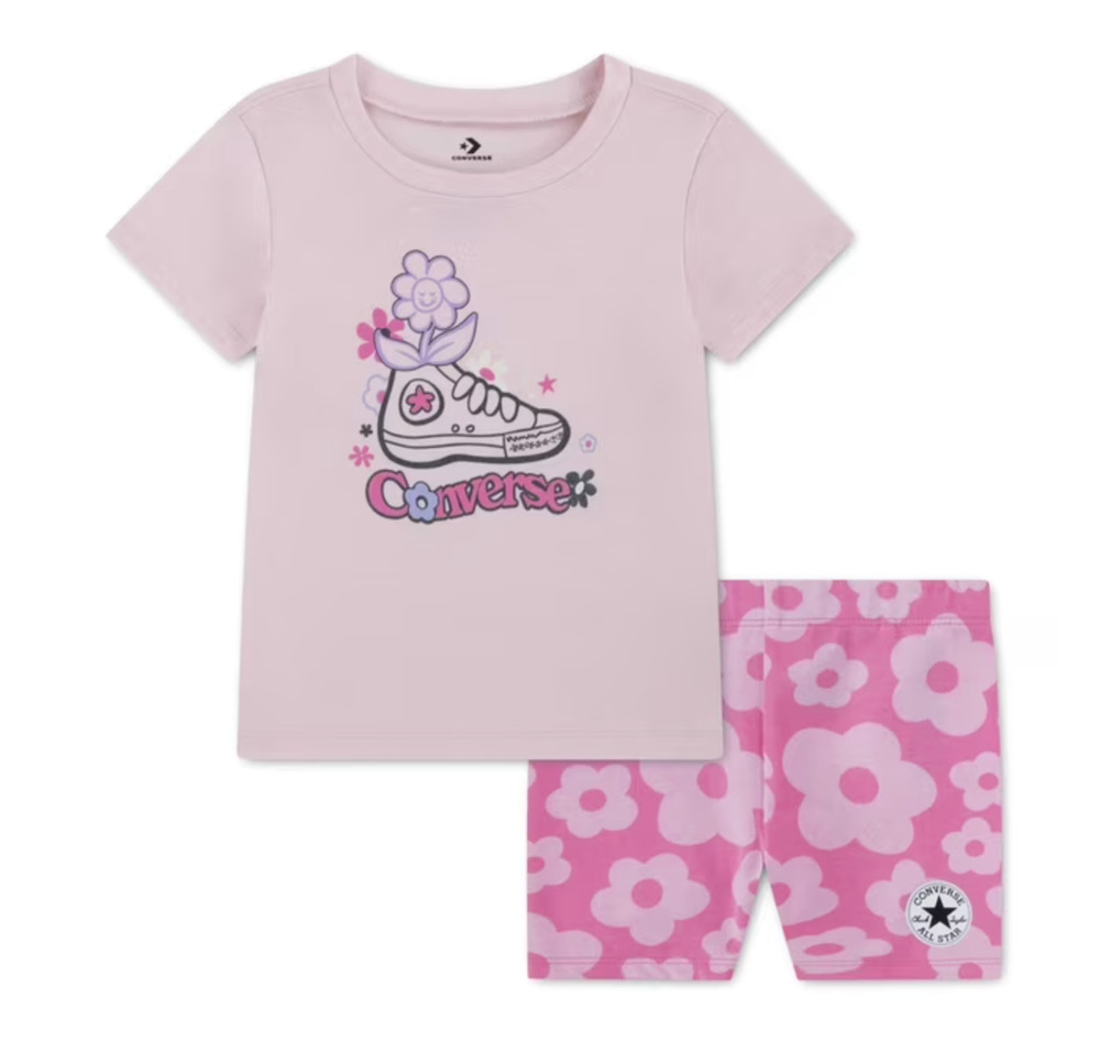 Converse little girl bike short + graphic tee 2pc. set | size 12 month